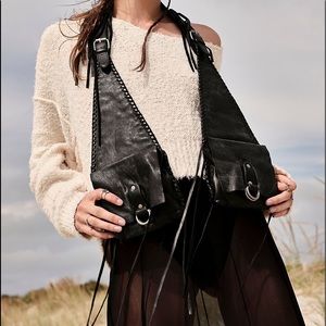 Kingsley Leather Harness  Bag by Free People BROWN